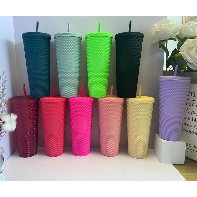 100% Authentic Starbucks Tumbler Tái Sử Dụng Starbucks Cốc Nhựa có Nắp Đậy và Rơm Cooler 700ml 24oz