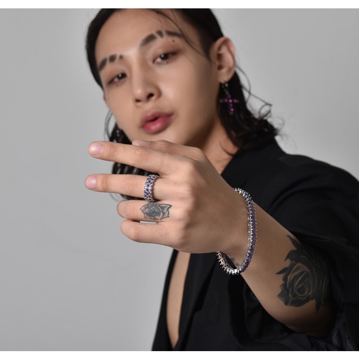 CHÍNH HÃNG NHẪN TENNIS CUBIC BLACKPURPLE RM BTS