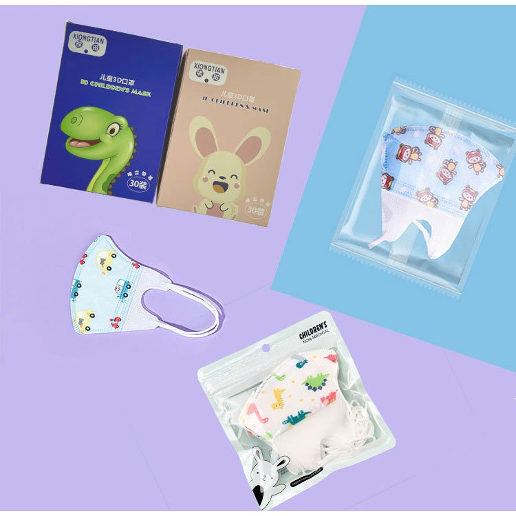Khẩu trang 3D trẻ em kháng khuẩn 3 lớp túi 5 chiếc dành cho trẻ có túi rip mẫu gửi ngẫu nhiên | BigBuy360 - bigbuy360.vn