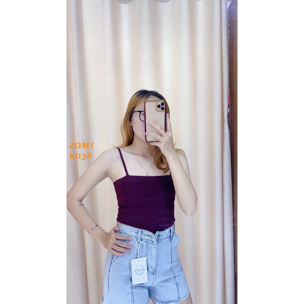 Áo hai dây đen năng động ZOMI K036