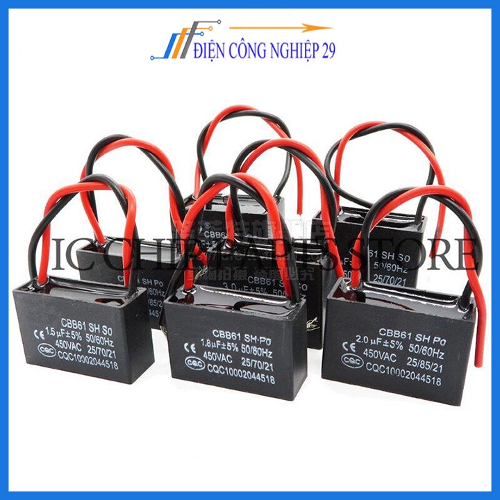Tụ quạt 450V.AC 1uf-1,5uf -2uf-2,2uf-2,5uf-3uf-4uf-5uf thay thế cho quạt mo tơ động cơ