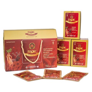 [CHÍNH HÃNG] Nước Uống Sâm Nhung Linh Chi BIOK, Bổ Huyết, An thần, Tăng Thể Lực (70ml * 30 gói)