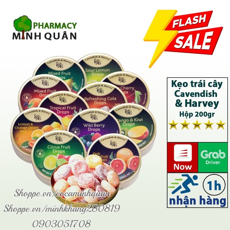 Kẹo trái cây Cavendish &amp; Harvey hộp 200gr [HÀNG CHUẨN]