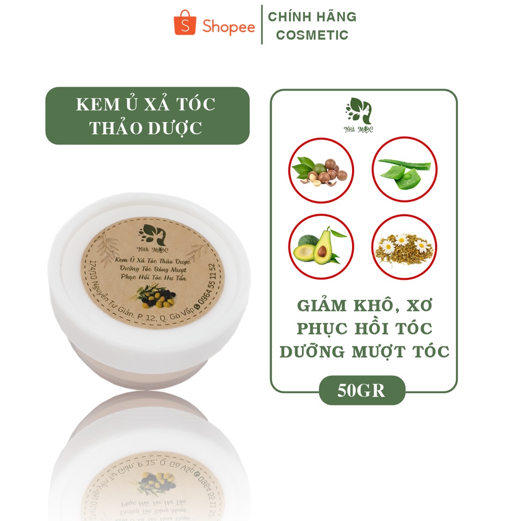 Kem Ủ Tóc Xả Tóc Thảo Dược 100% Thiên Nhiên Phục Hồi Hư Tổn Nhà Mộc - Mẫu Dùng Thử 50gr