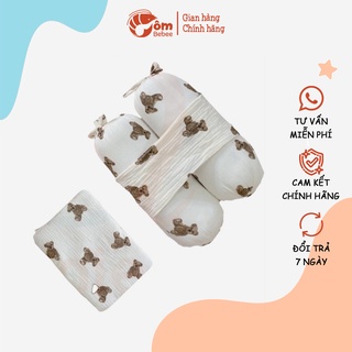 Chặn bông cho bé Mochee kèm gối , chặn bông vải xô họa tiết cao cấp - Tôm bebee TB049