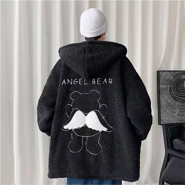 Áo khoác lót cotton phối nhung lông cừu giữ ấm thời trang mùa đông cho cặp đôi