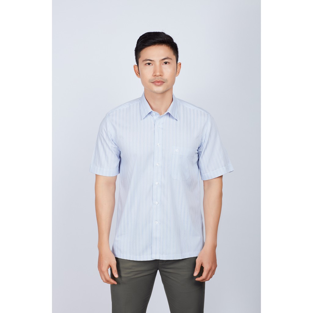 Áo sơ mi nam Casual ngắn tay xanh sọc