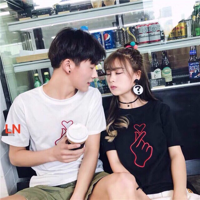 Set 2 Áo thun đôi búng tim siêu đẹp