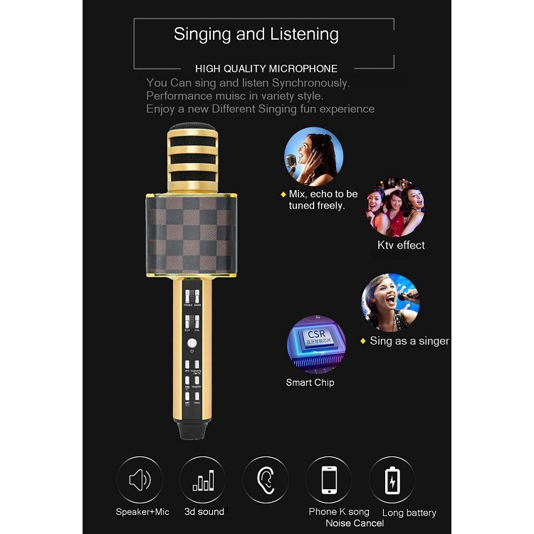 Mic Bluetooth Karaoke Cực Chất, Micro Karaoke Bluetooth Không Dây SD18, Hát Nhẹ-Hay Loa To Hàng Chính Hãng