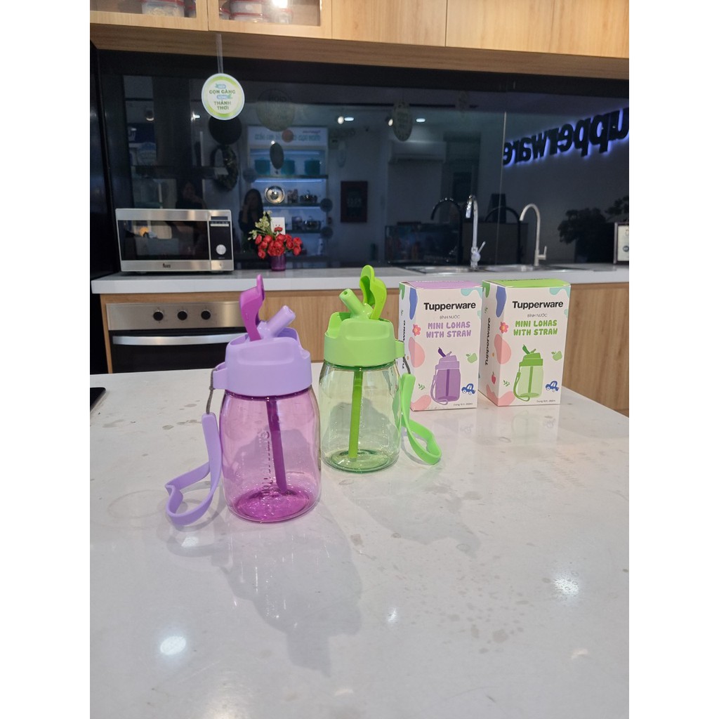 Bình nước Tupperware Mini Lohas có ống hút 350ml