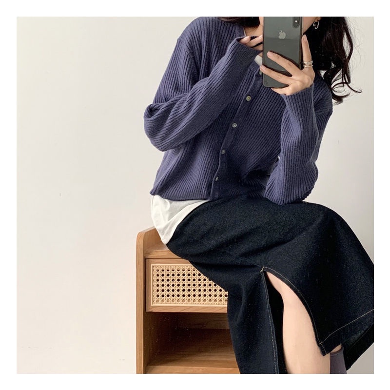 Châváy jean dáng chữ A dài lưng cao xẻ tà dành cho nữ