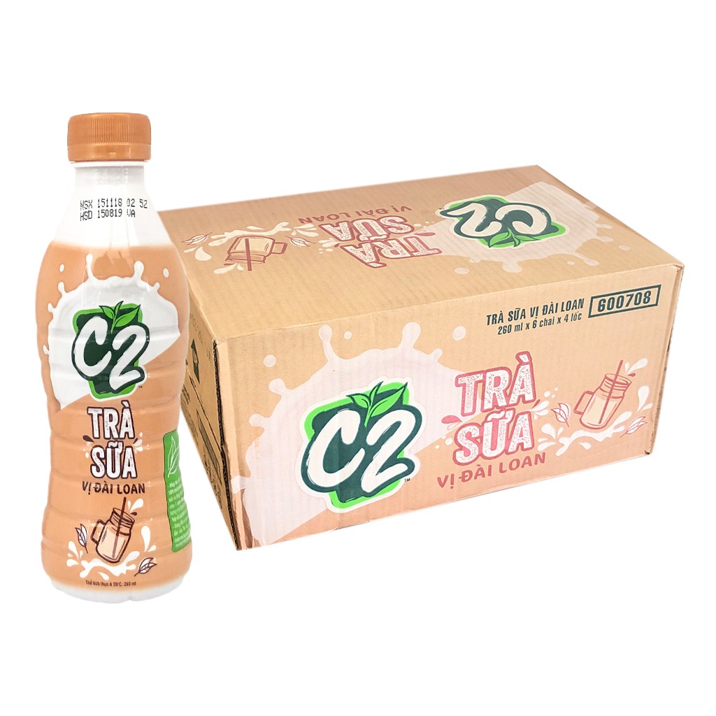 Thùng 24 chai trà sữa C2 vị Đài Loan 260ml