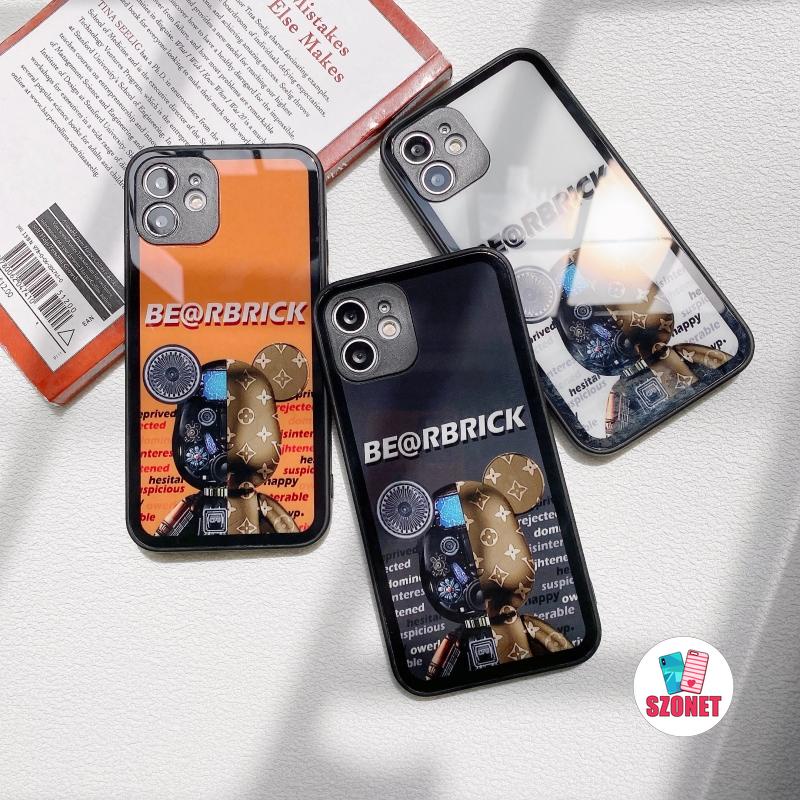 Ốp điện thoại silicon cứng mặt kính in hình gấu cơ khí cho Iphone 12 11 Pro Max Mini Xs Xr X 8 7 Plus + Se 2020