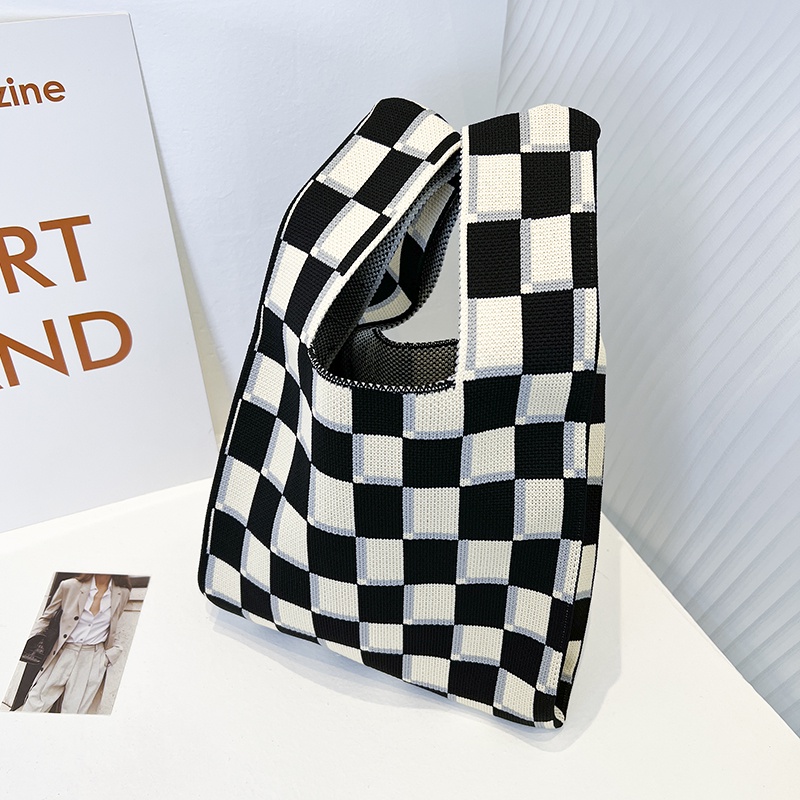 Ielgy Túi Xách Họa Tiết Kẻ Ô Tương Phản Cho Nữ