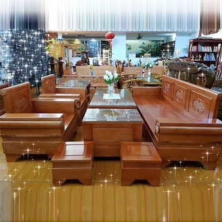Bàn Ghế Phòng Khách Gỗ Sồi Mẫu hàng dày chuẩn hàng xuất khẩu,bộ pháo đối gỗ sồi
