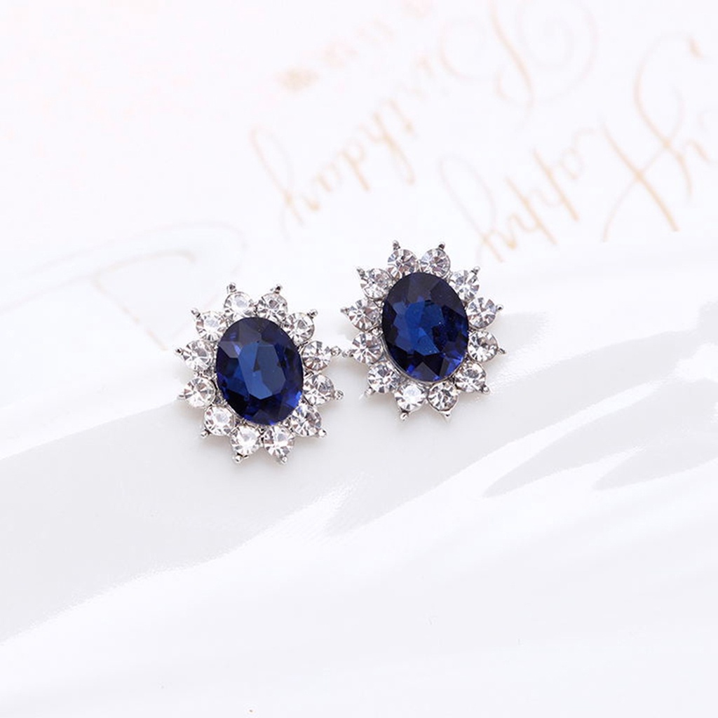 Bộ Trang Sức Khuyên Tai Và Dây Chuyền Mặt Đá Sapphire Màu Tím Sang Trọng