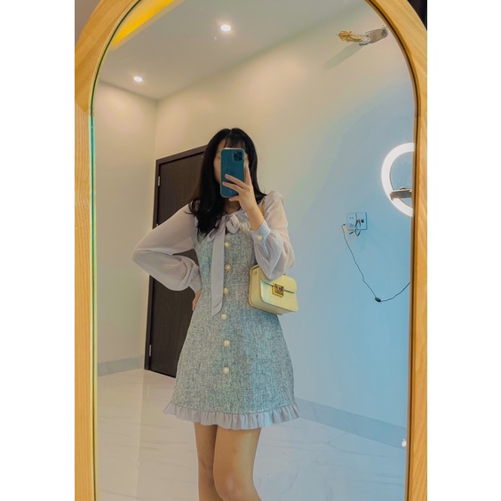 Váy dạ tweed dài tay công sở