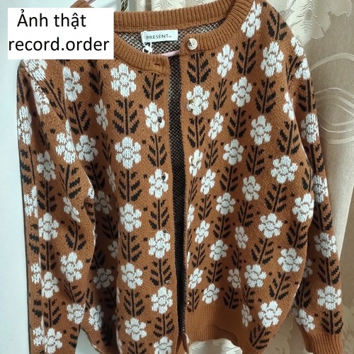 Áo cardigen len nữ họa tiết retro ulzzang Hàn Quốc (ảnh thật)