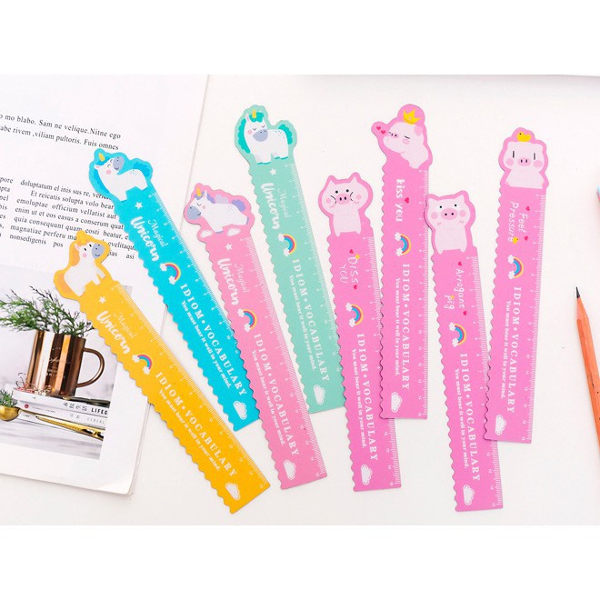 Thước kẻ 15cm MAGICAL , Thước dẻo nhiều mầu sắc, hình dễ thương. Thước kẻ học sinh - Soleil home