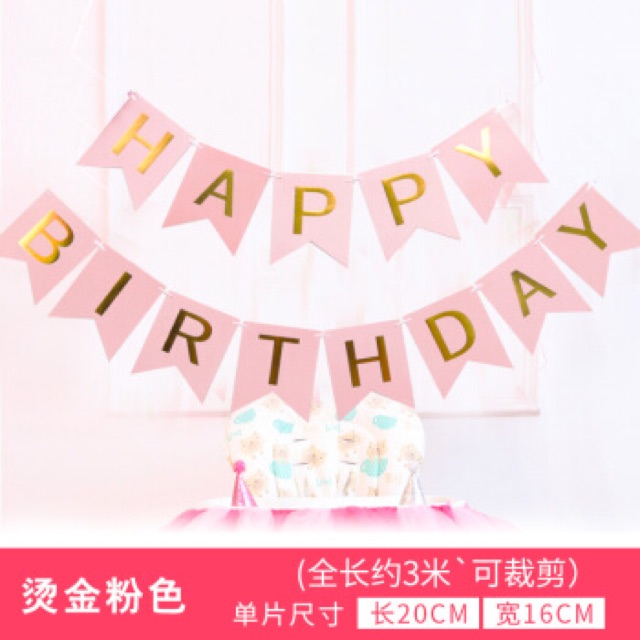 Bóng Bay Trang Trí Sinh Nhật Màu Hồng  Free Ship  Happy Birthday SN09