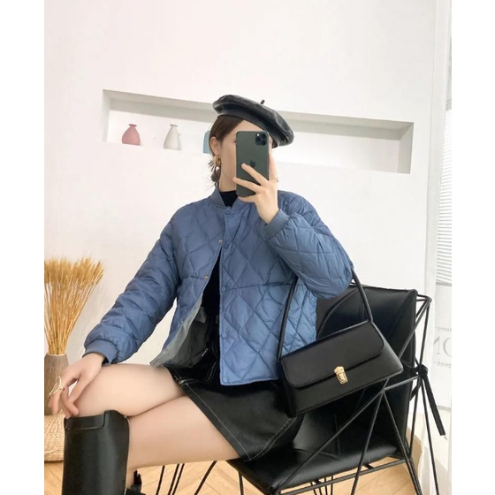 Áo phao bomber trần trám  lót lụa bên trong full 3 màu đen trắng xanh siêu ấm dễ mặc dễ phối hàng fullsize p