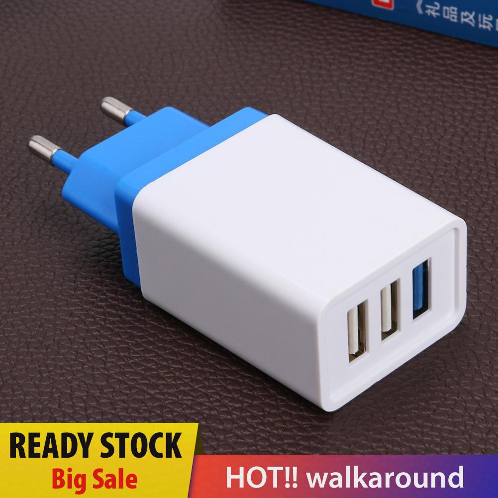 Walk Portable 3 Ports USB Travel Charger Quick Charging Charger EU Plug Adapter