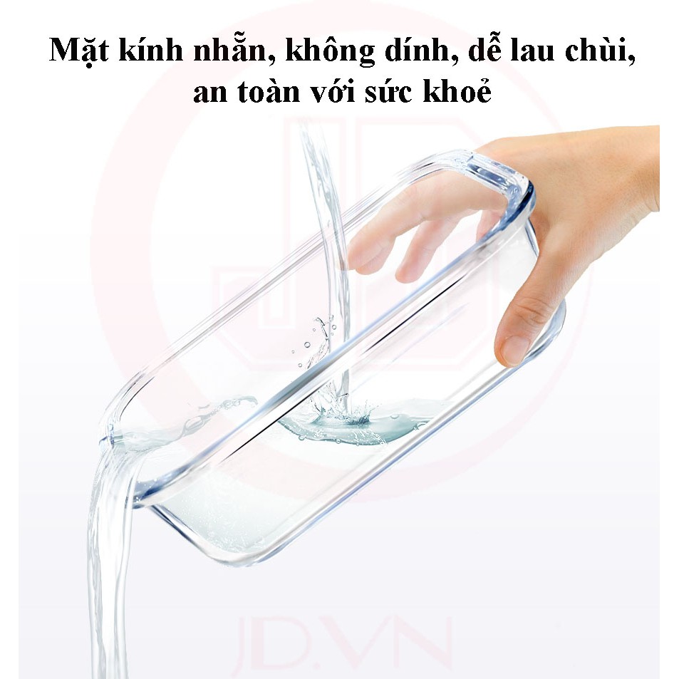 Hộp cơm văn phòng - 2 Hộp cơm thủy tinh giữ nhiệt không chia ngăn JDX