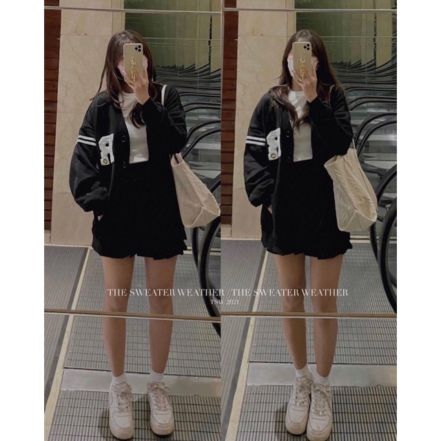 Áo Khoác Cardigan Hàn Quốc 2 Màu Đen Be