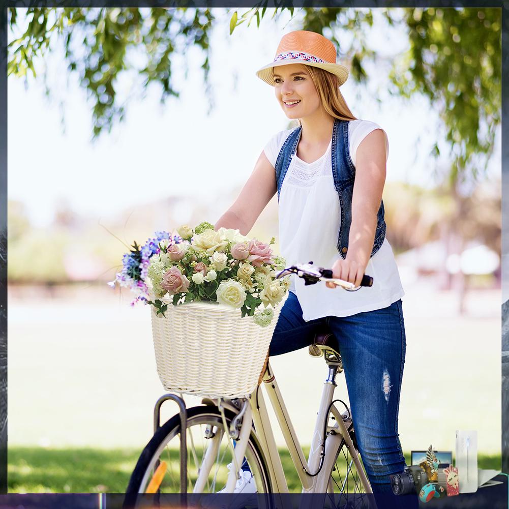 Giỏ đan mây đựng đồ gắn ghi đông xe đạp tiện lợi