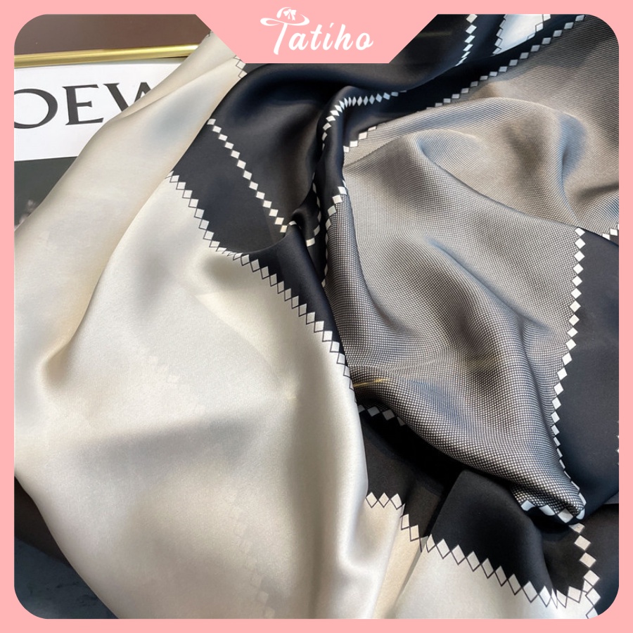[Hàng Xịn, Giá Tốt] Khăn Choàng Quàng Cổ Lụa Cao Cấp Hình Học Sang Trọng - Chất Liệu Silk - 90x180cm - Mã KS013