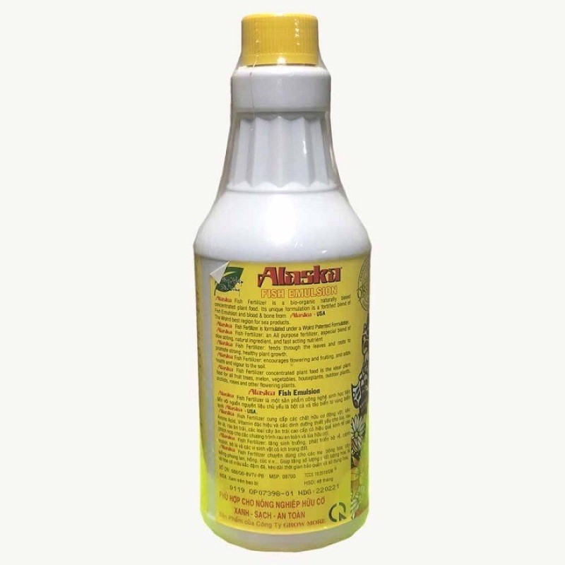 Phân bón lá Alaska Fish Emulsion – Phân cá hữu cơ và Tảo biển hữu ích cho cây trồng chai 1 lít