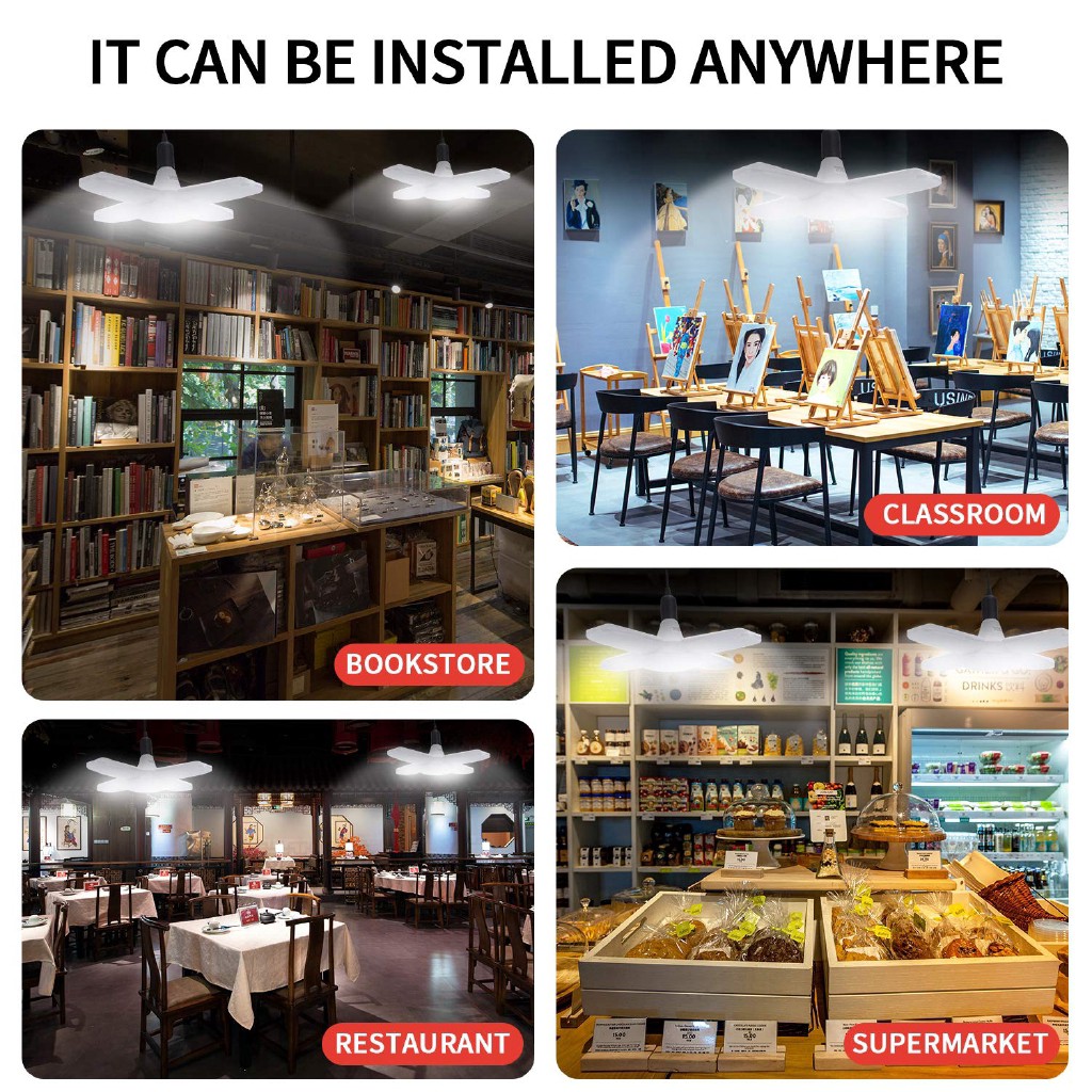 Bóng đèn LED cánh quạt xếp ánh sáng trắng - Bóng đèn led hình 4 cánh quạt 65w siêu sáng - Bảo hành 12 tháng | BigBuy360 - bigbuy360.vn