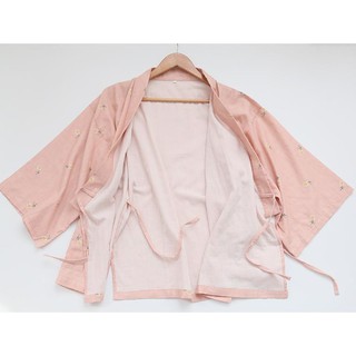 Bộ kimono hoa cotton 100% mặc sau sinh dài và lỡ set thường