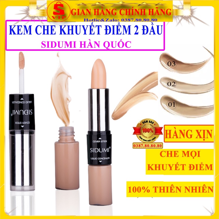 [ AUT - HÀNG XỊN ] Kem che khuyết điểm 2 đầu cao cấp chính hãng Sidumi hàn quốc/ Kem che khuyết điểm cho nam nữ kiềm dầu