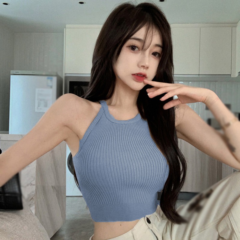 Áo Croptop Hai Dây Áo Hàn Quốc Nữ Màu Sắc Trơn Siêu Nhẹ Gợi Cảm Cho Nữ