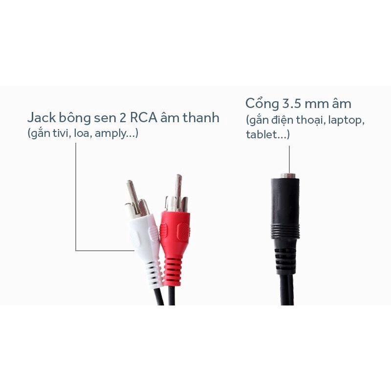 Cáp Chuyển Đổi Âm Thanh Từ 2rca Sang 3.5mm âm -dc1335