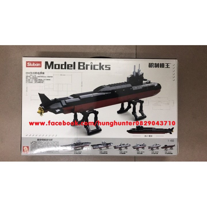 Bộ lắp ráp Lego Army mô hình Tàu ngầm nguyên tử - Atomic Submarine Sluban B 0703