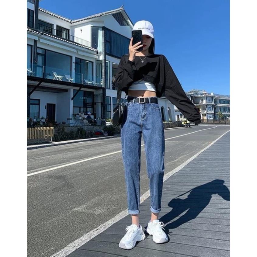 Quần jean bò baggy nữ cạp cao hàng Quảng Châu phong cách Hàn Quốc sành điệu style năm 2022 SKShop22