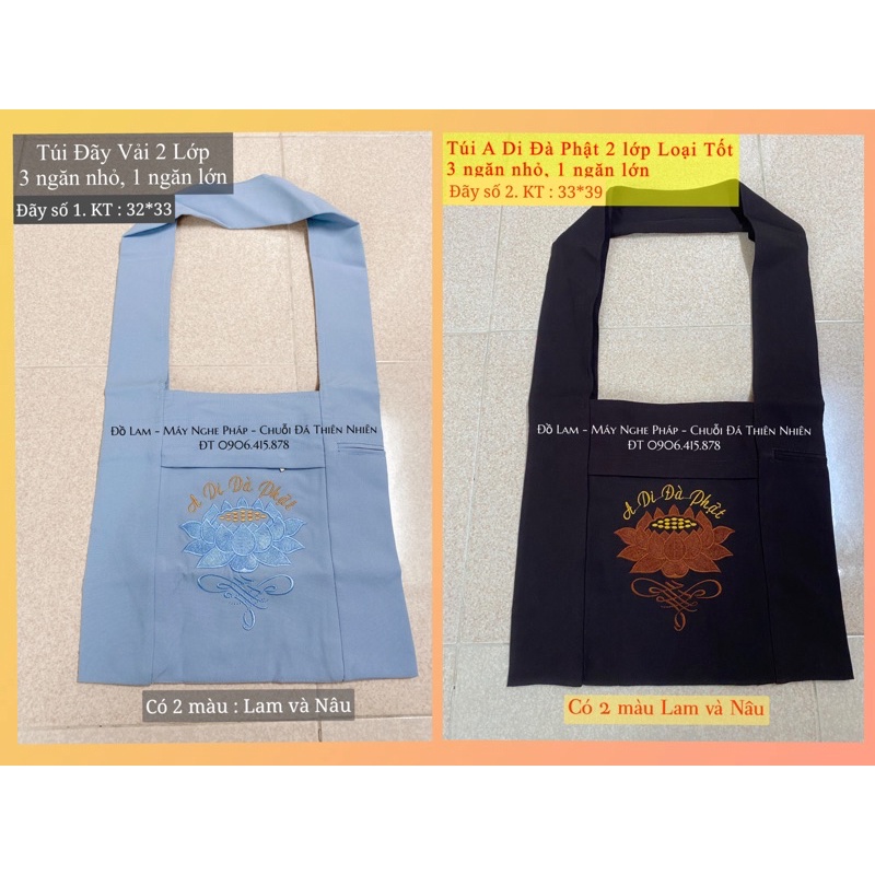 Túi vải đi chùa thêu hoa sen