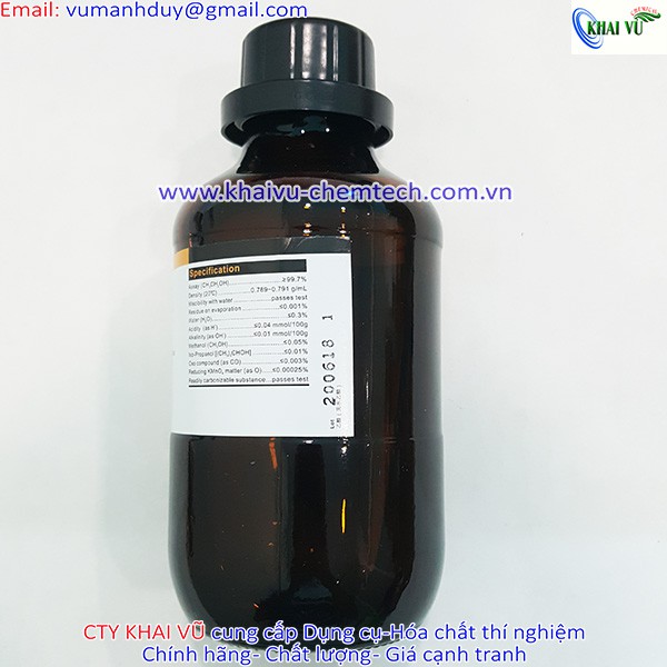 Ethanol 99.7% C2H5OH cồn tinh khiết chai THỦY TINH 500ml