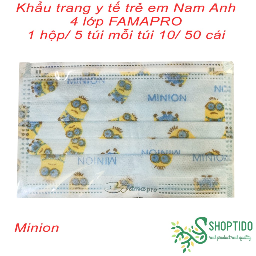 Hộp 50 cái khẩu trang y tế 4 lớp, kháng khuẩn, Nam Anh, Đủ loại Đủ Màu cho Trẻ Em NCC Mr Dũng - lesidung