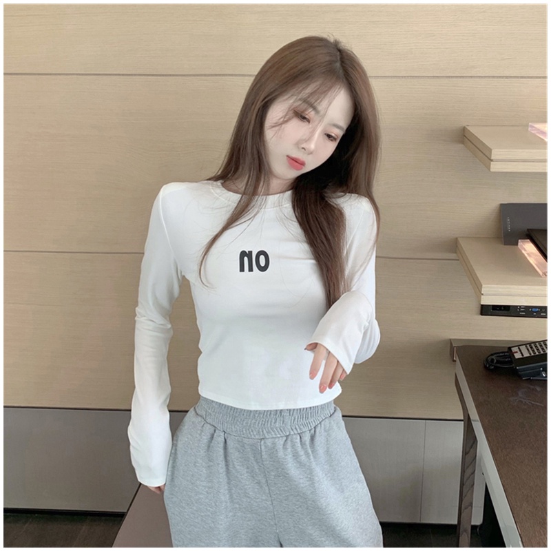 Áo thun dài tay màu trơn dáng ôm thời trang mùa thu phong cách Hàn Quốc cho nữ