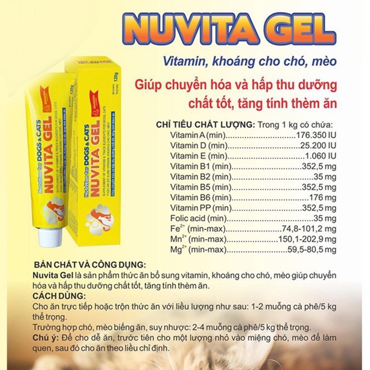 Gel dinh dưỡng Nuvita Gel 120g bổ sung vitamin, khoáng cho chó mèo