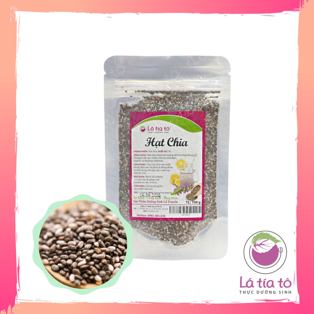 HẠT CHIA ÚC 100GR GIẢM CÂN CHÍNH HÃNG - LÁ TÍA TÔ