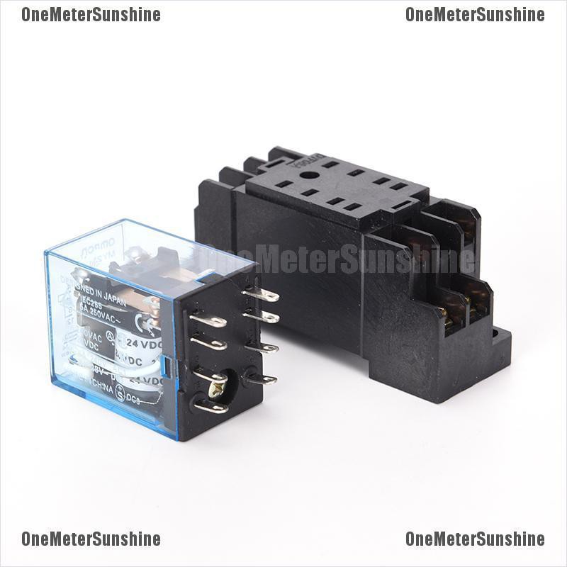 Rơ Le Nguồn Điện Onemetersunshine 24vdc 5a My2Nj Hh52P-L 8 Pins 2p2t Dpdt Với Đế Cắm