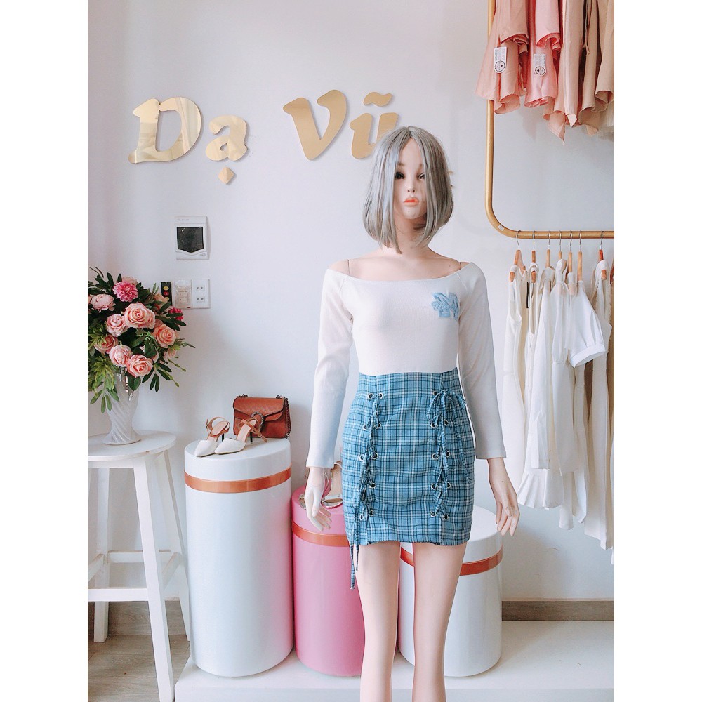 VÁY ÔM BODY TRẮNG XANH PHỐI KIỂU TAY DÀI SIÊU XINH