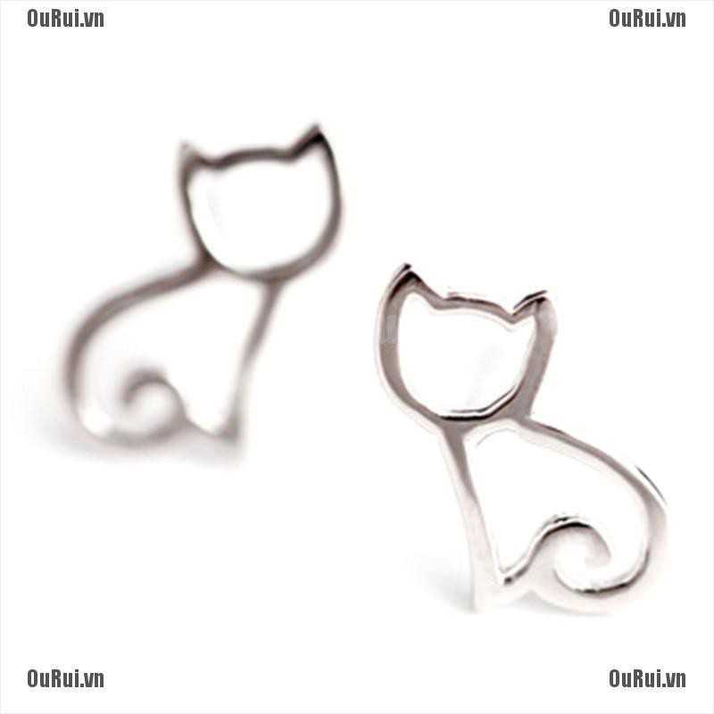 (FCC) Bông Tai Kim Loại Hình Mèo Xinh Xắn Cho Nữ