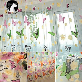 Bướm lãng mạn Hoa Voile Vải tuyn Cửa Sổ Rèm Ban Công Bảng Sheer