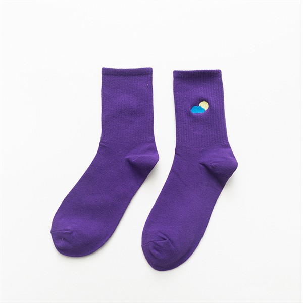 Vớ dài/ tất dài trơn gân Mua Tất thêu hình thời tiết và khuôn mặt (muatatshop)