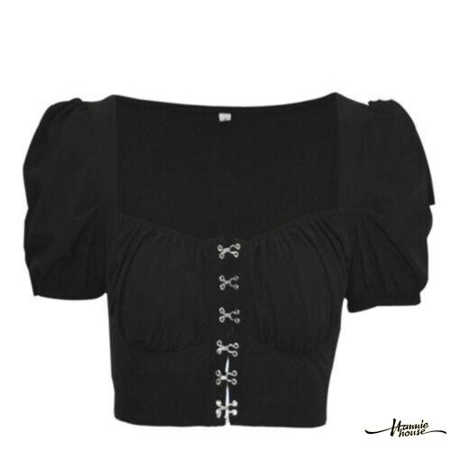 Áo croptop ngắn tay cổ vuông màu trơn hợp thời trang